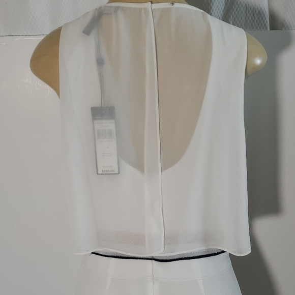 New WT BCBGMaxAzria White High Low Handkerchief Hem Chiffon Dress Size M - Picture 6 of 13
